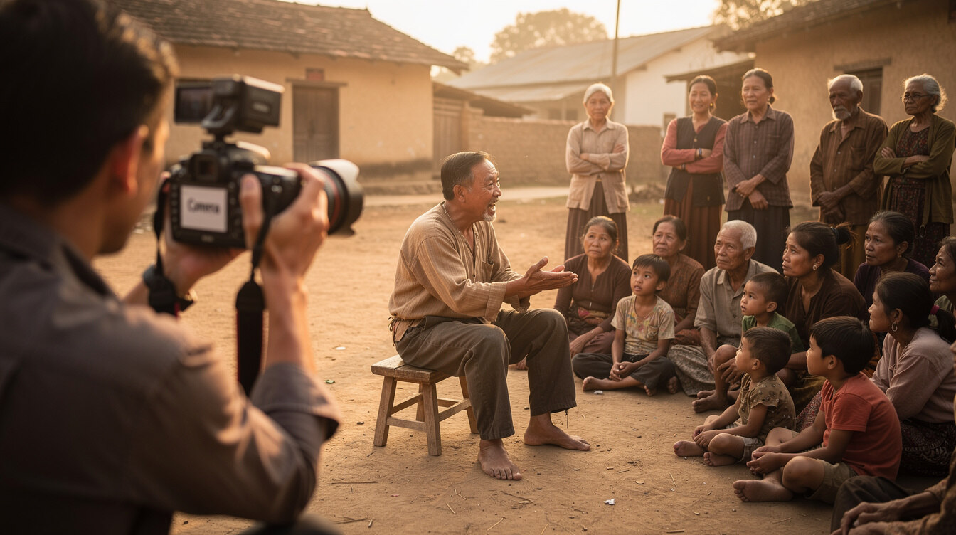 photographer documenting village life